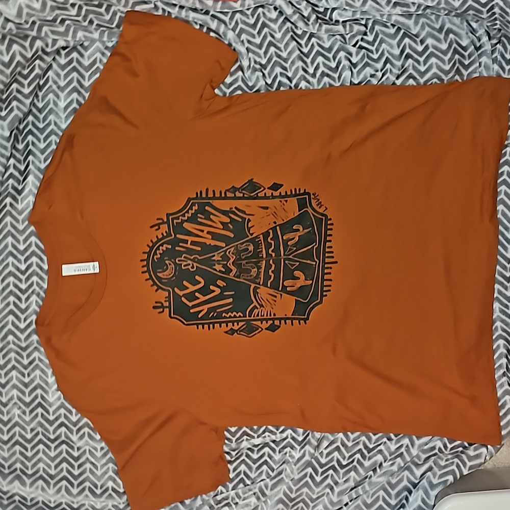 'Yee Haw' orange Western Cowgirl tee, Size XL - Picture 5 of 5